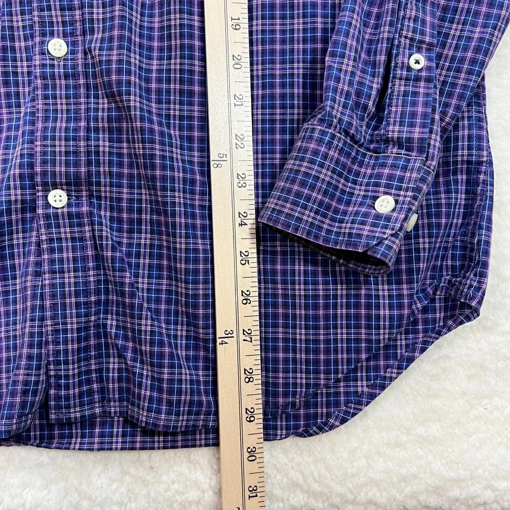 Banana Republic Shirt Mens Large Purple Plaid Soft Wash Button Down Long Sleeve